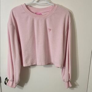 Stoney Clover Lane Pink Cropped Terry Top Size Large